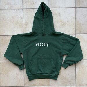Golf Wang Hoodie Men's Small Green Logo Graphic Pullover Sweatshirt Cropped Fit